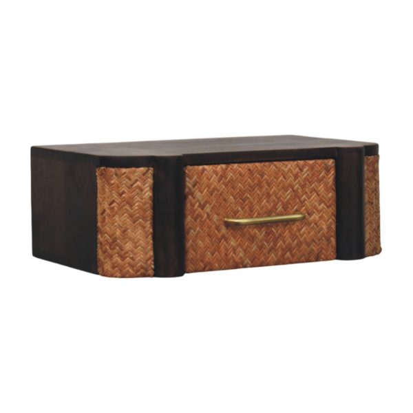 Tropical Mocha Glow Wall-Mounted Open Slot Bedside Table