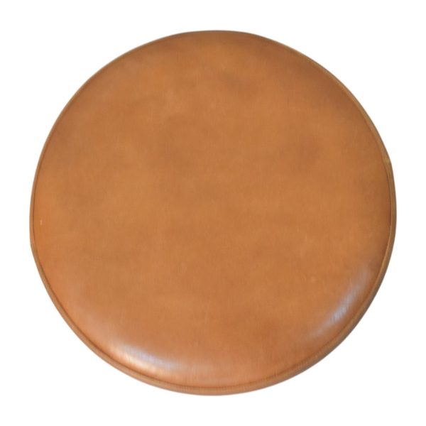 Golden Oak Round Leather Stool