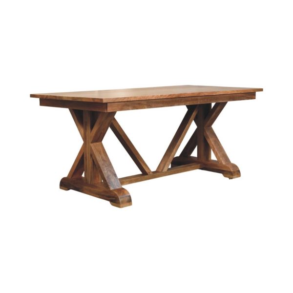 Oak Toned Trestle Dining Table