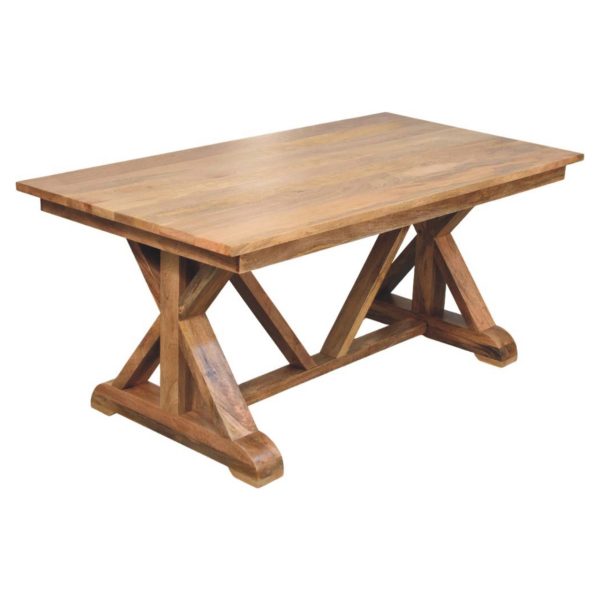 Oak Toned Trestle Dining Table