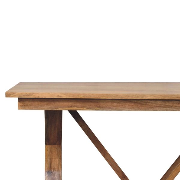 Oak Toned Trestle Dining Table