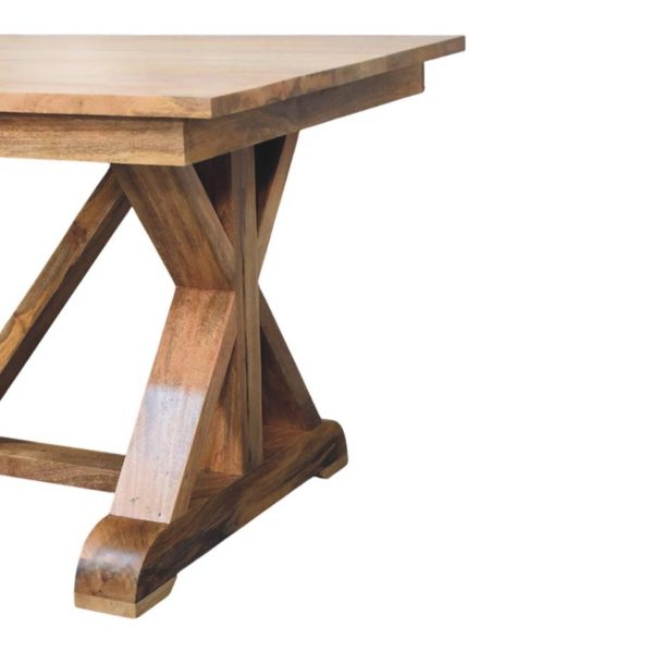 Oak Toned Trestle Dining Table