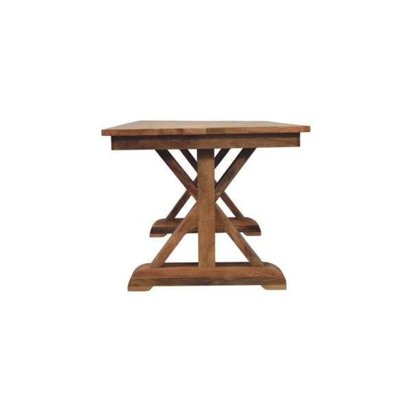 Oak Toned Trestle Dining Table
