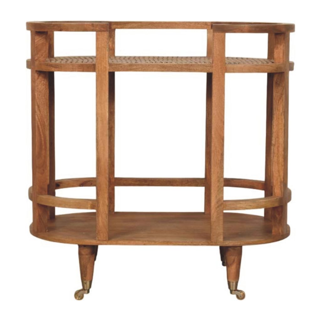 Golden Oak Woven Curved Butler Console