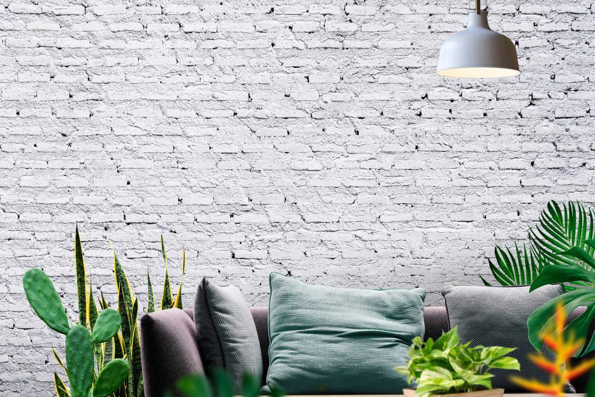 Living room decorated with trees